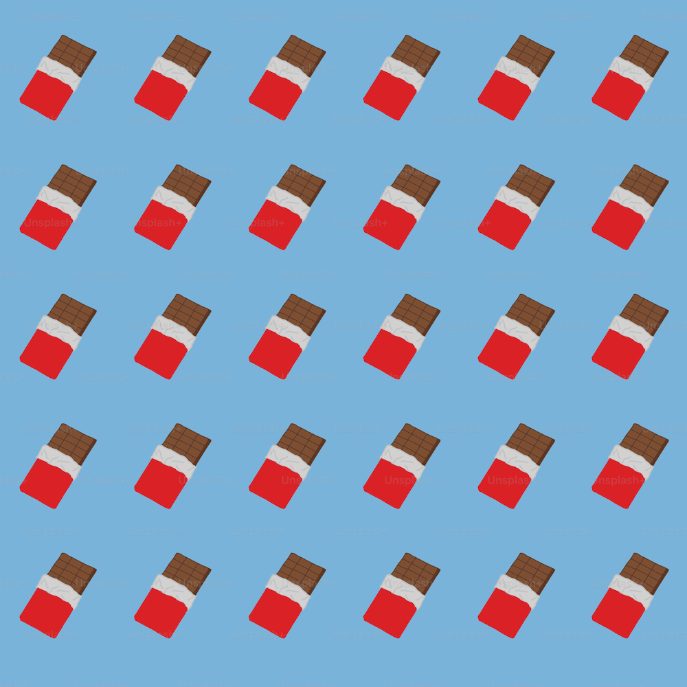 a blue background with a row of chocolate bars