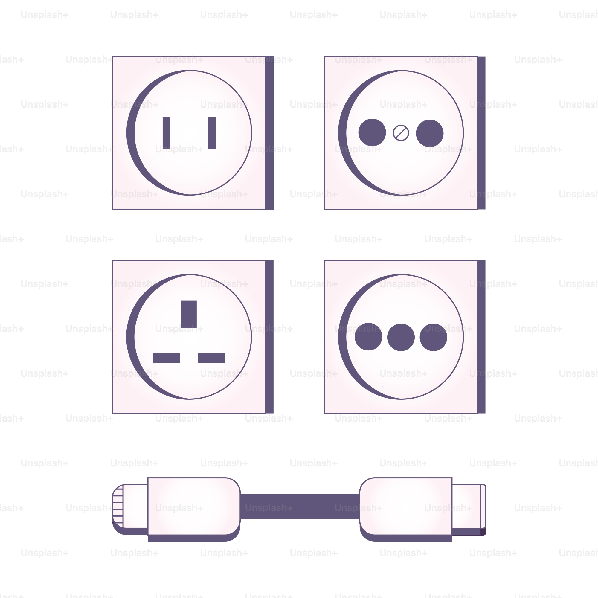 4種類の電気プラグのセット