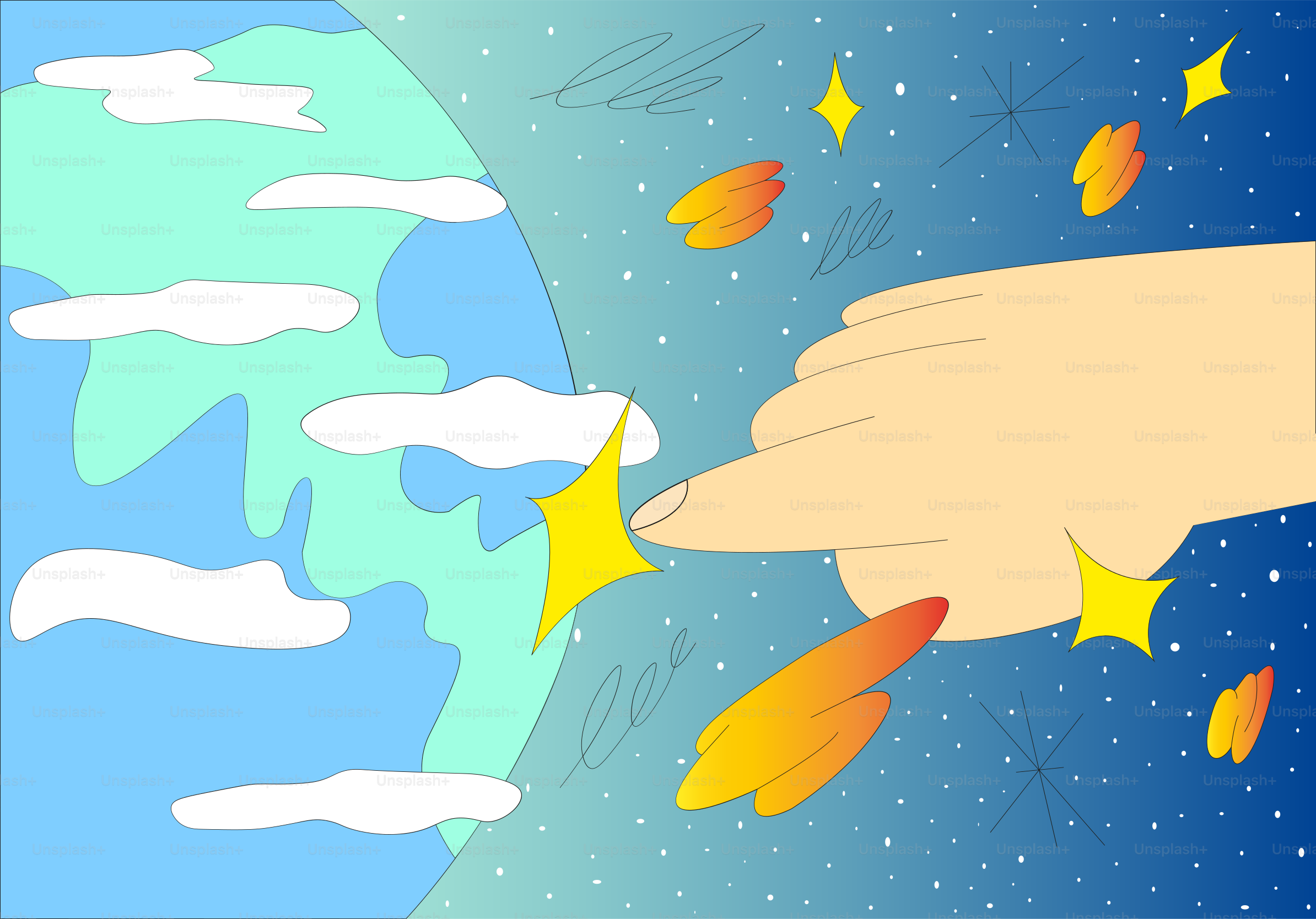 空の星に伸びる手