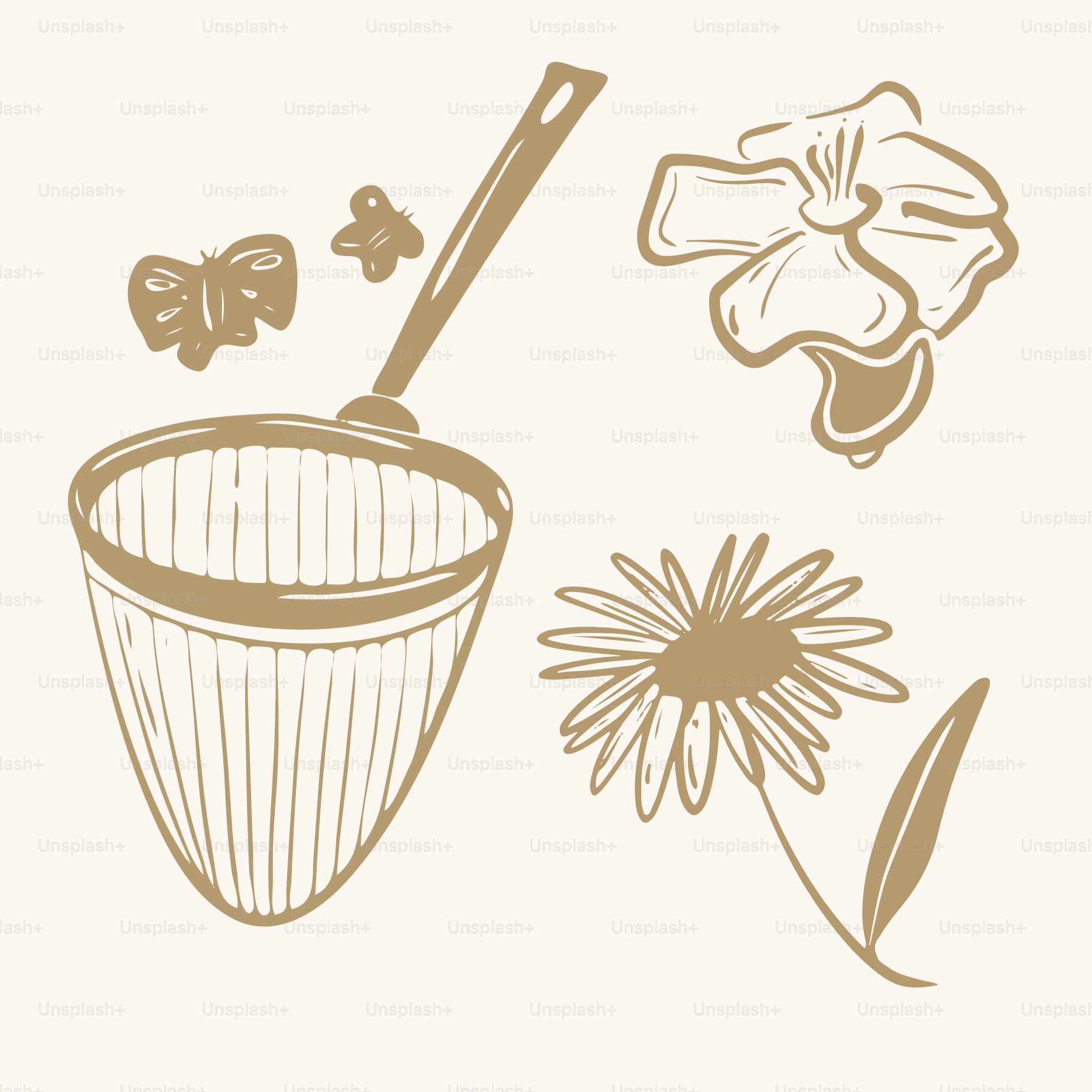 a drawing of a cup with a spoon in it