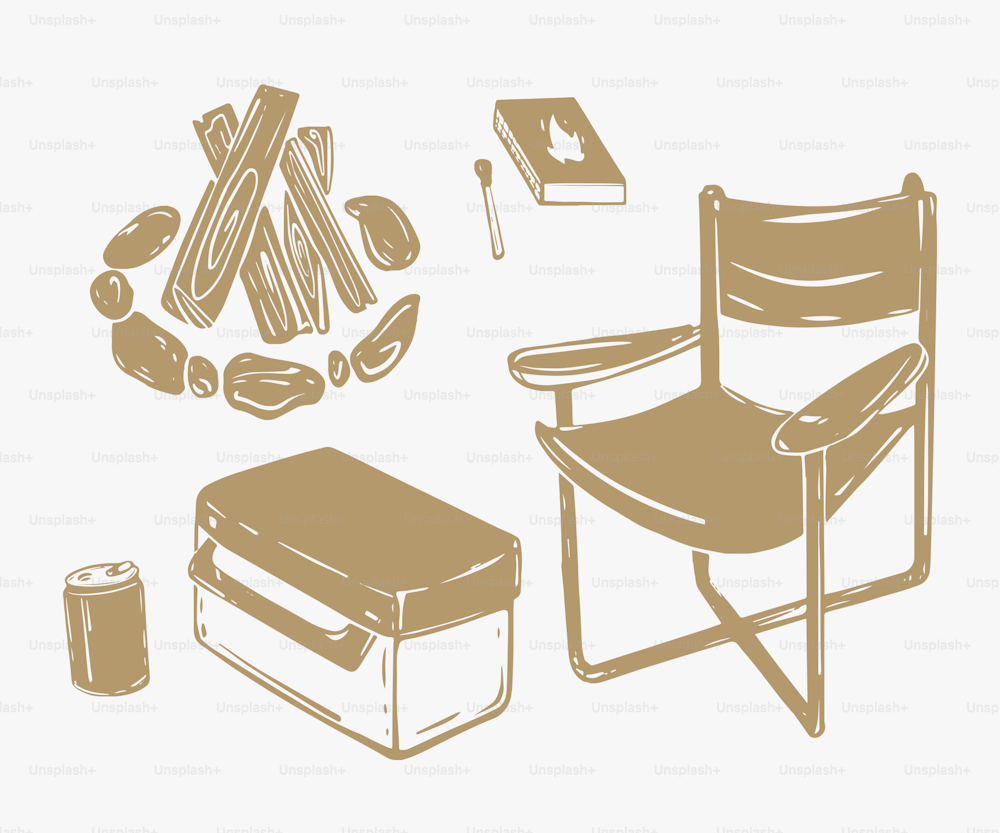 un dessin d’une chaise et d’une boîte de noix