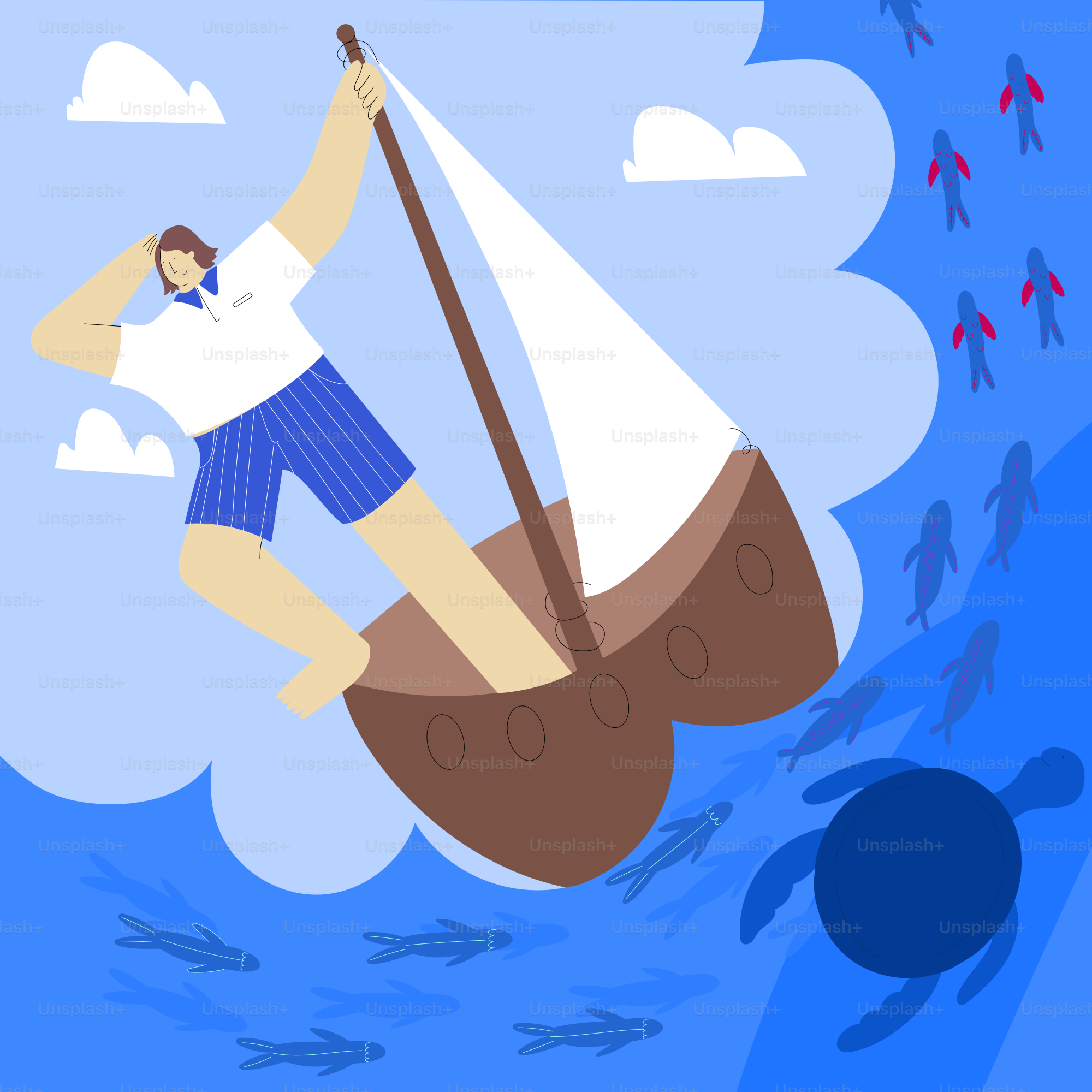 a man riding on the back of a boat in the ocean