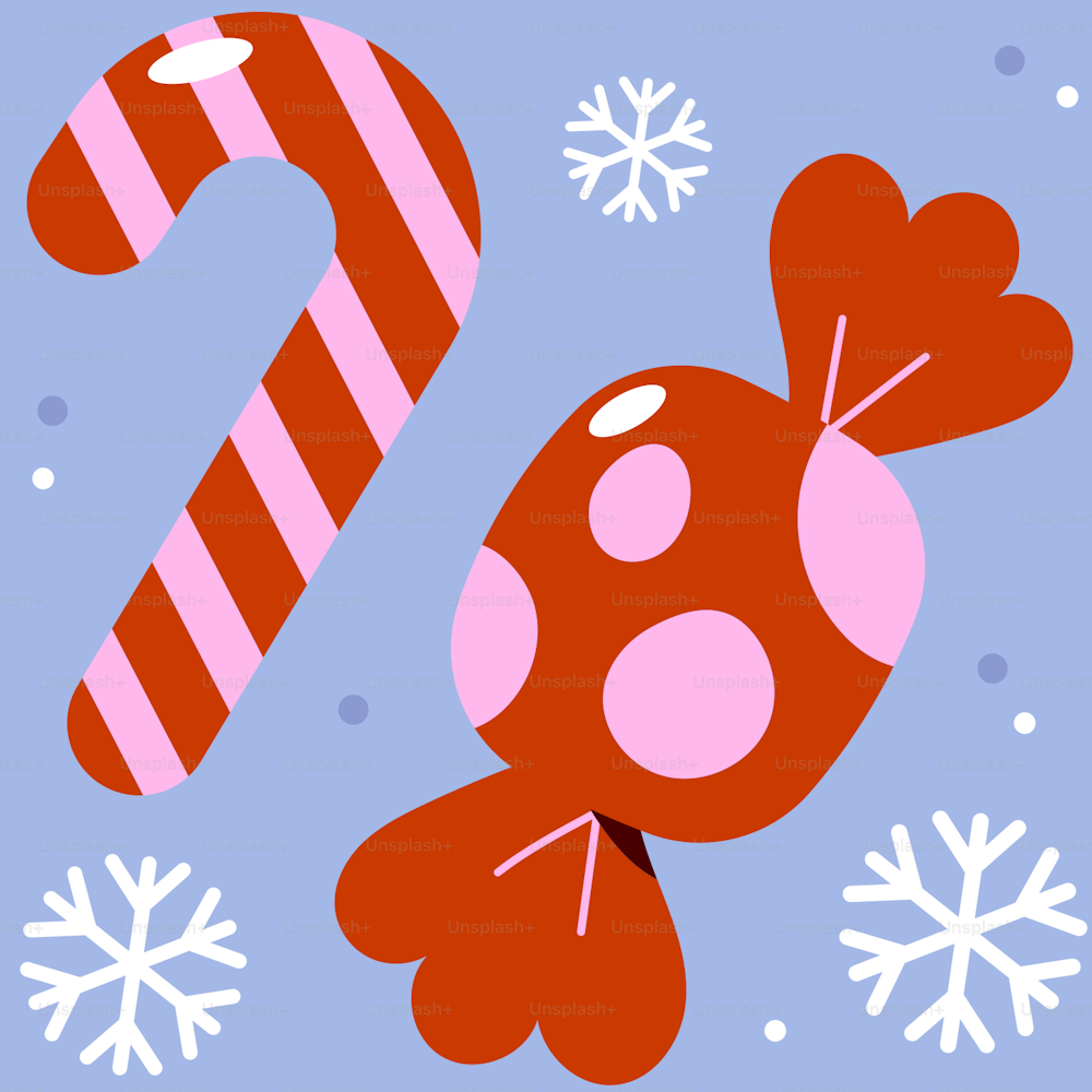 a candy cane and a candy cane on a blue background