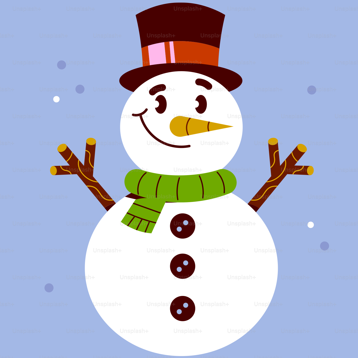a snowman wearing a hat and scarf