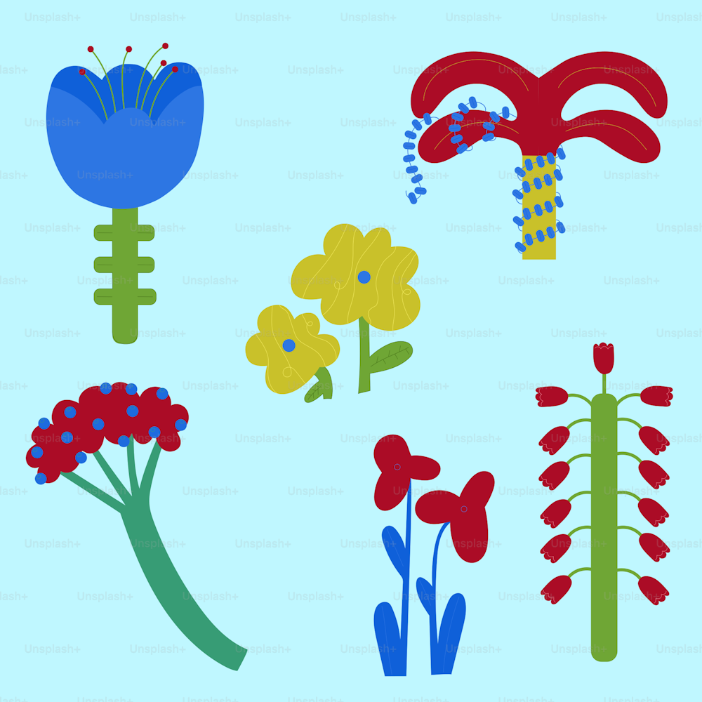a bunch of flowers that are on a blue background