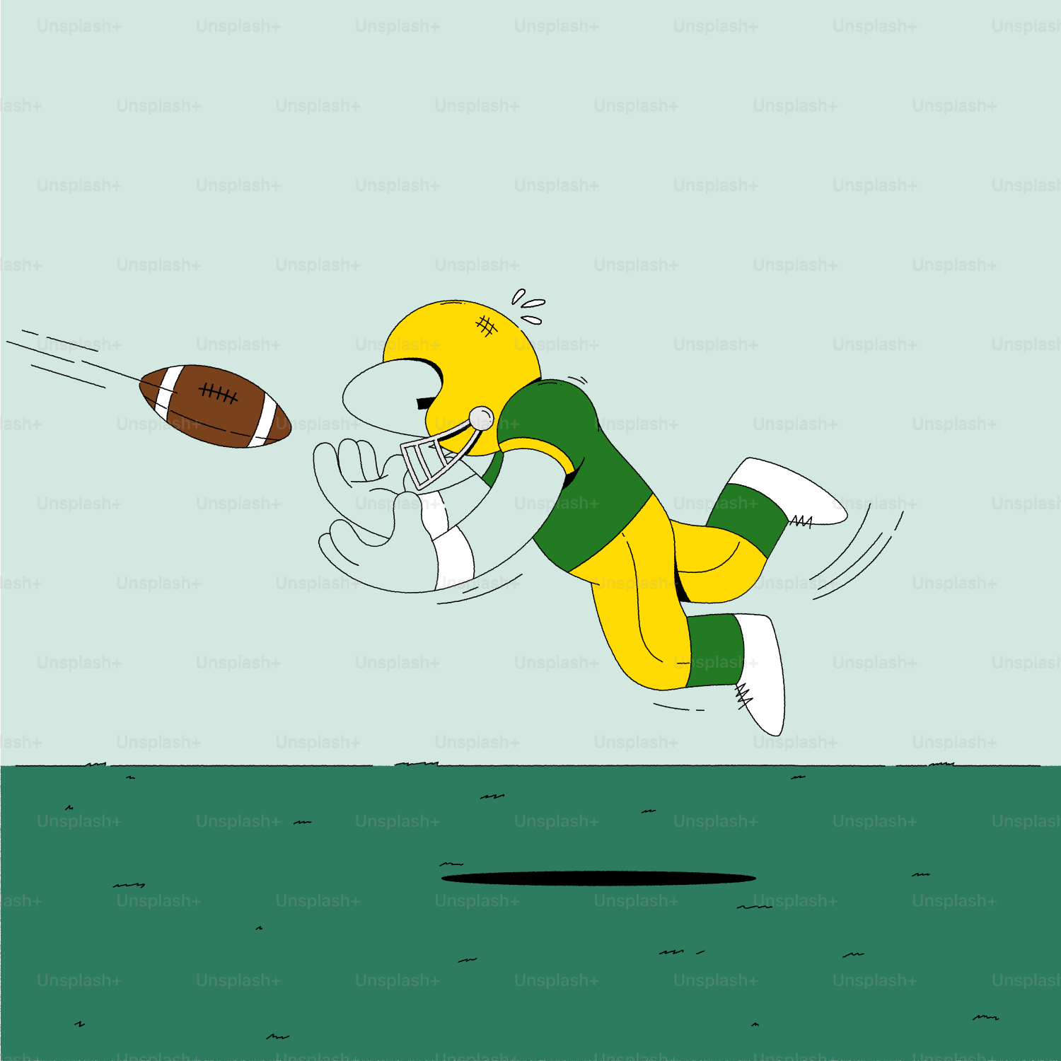 Football player dives to catch a pass