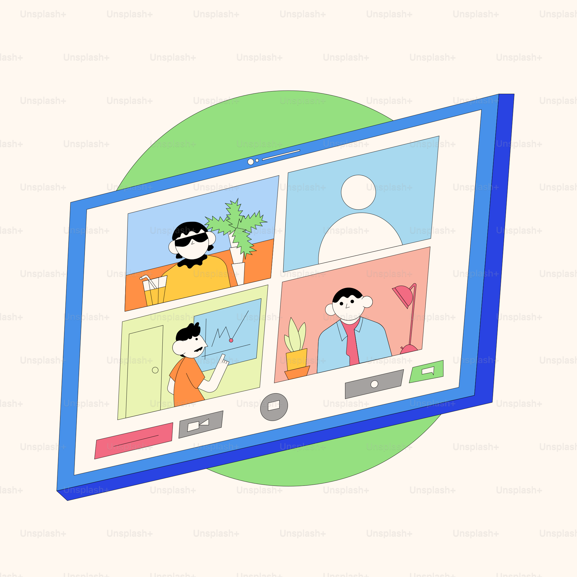 Vier Personen bei einer Videokonferenz