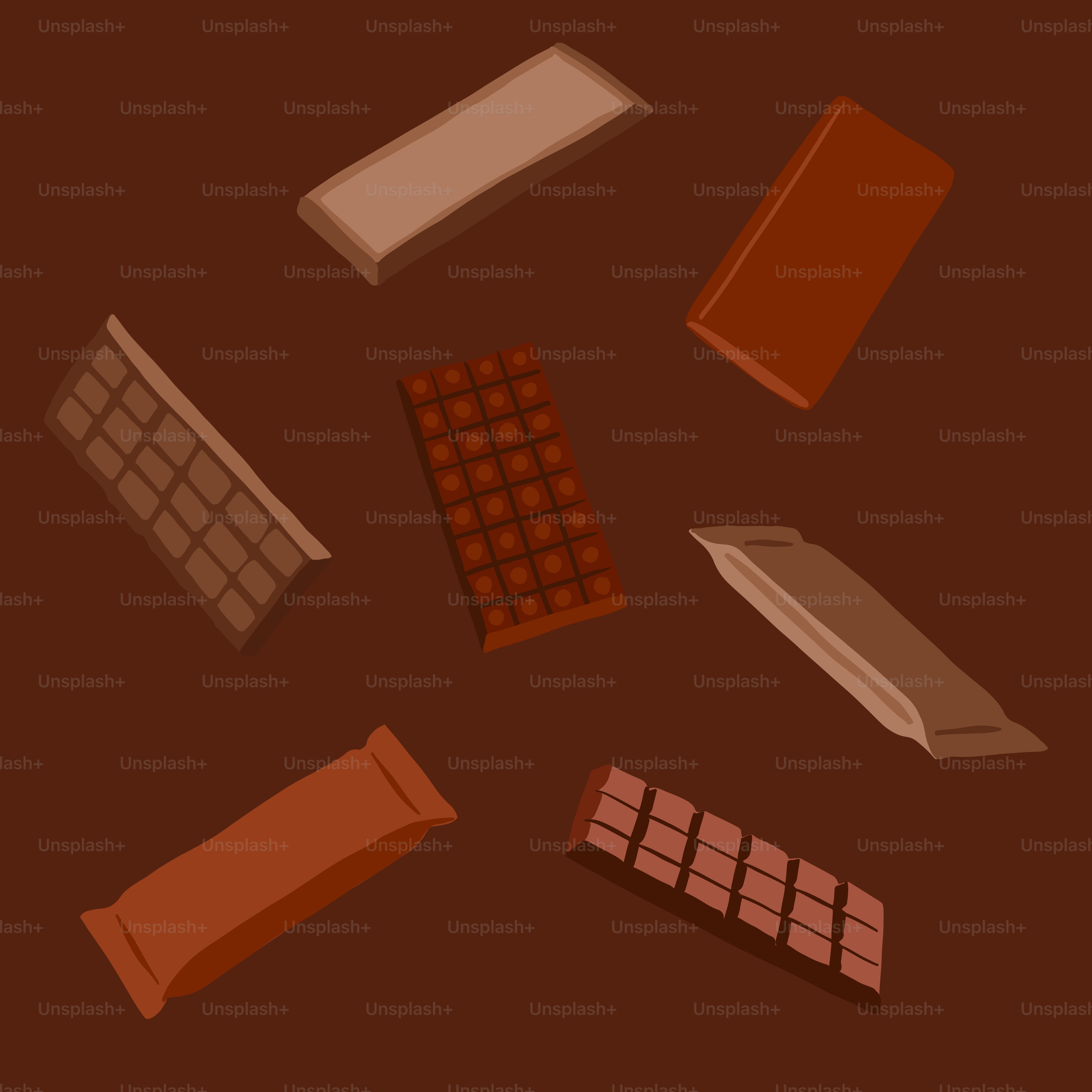 Assortment of chocolate bars on a brown background