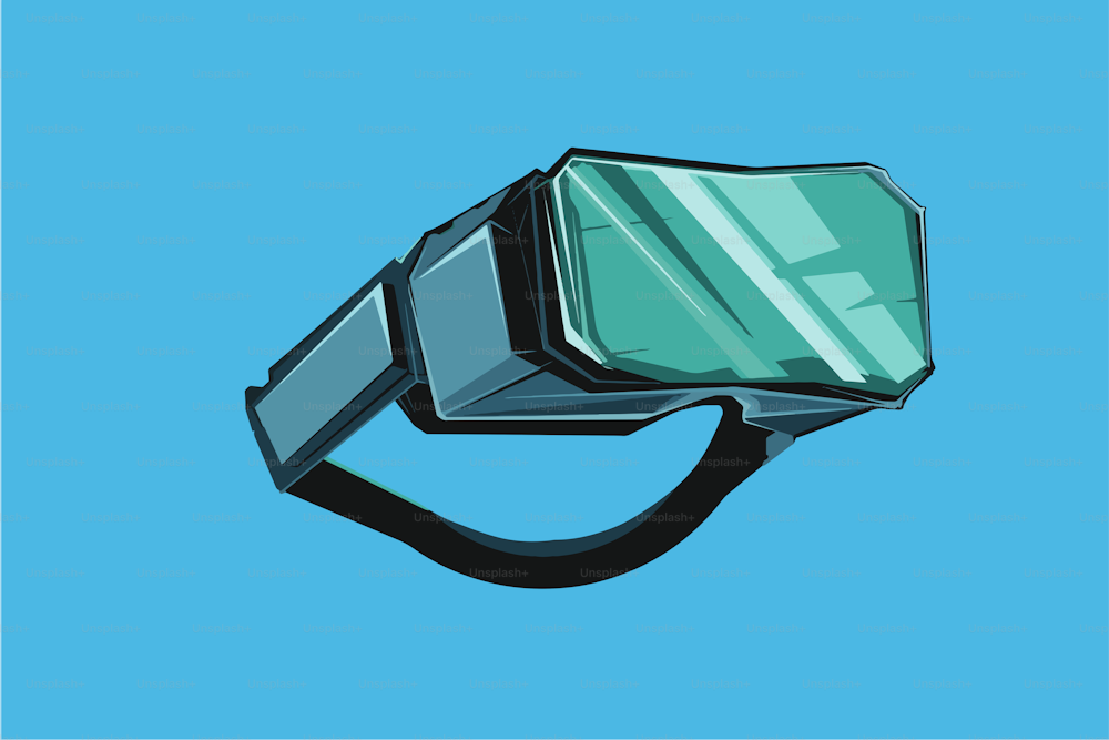 Illustration eines Virtual-Reality-Headsets auf blauem Hintergrund