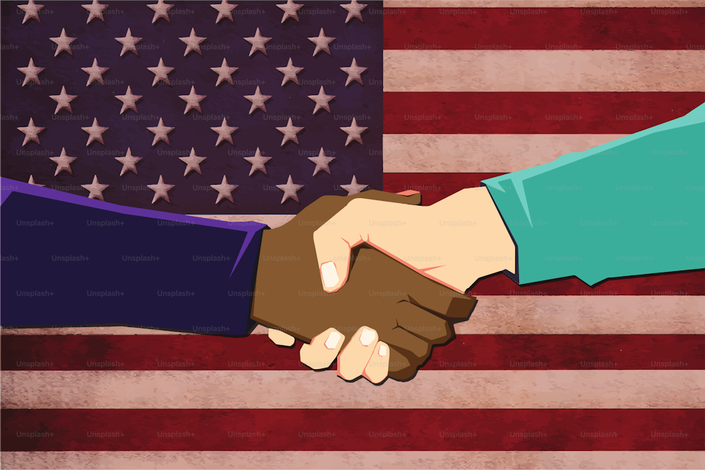 Élimination de la discrimination raciale. Poignée de main afro-américaine et européenne