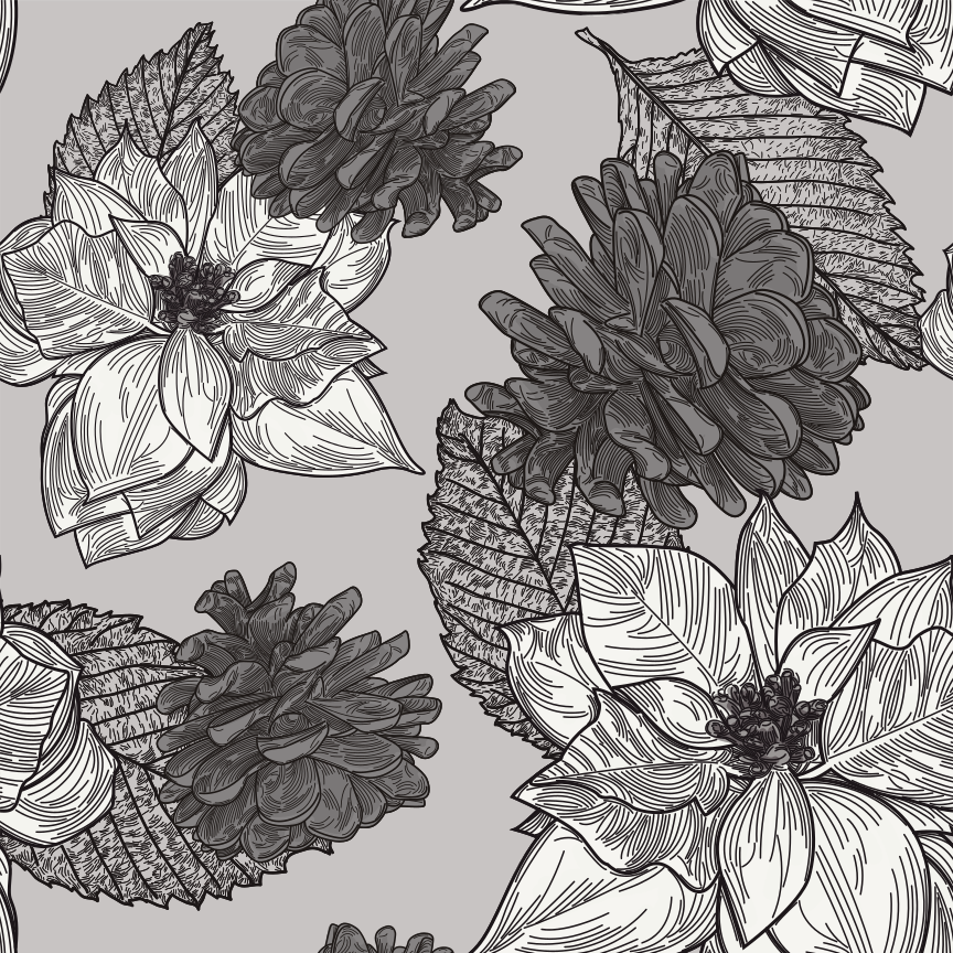 A silvery winter Christmas themed poinsettia pattern for you to use in your holiday designs. Great for a modern Xmas theme.