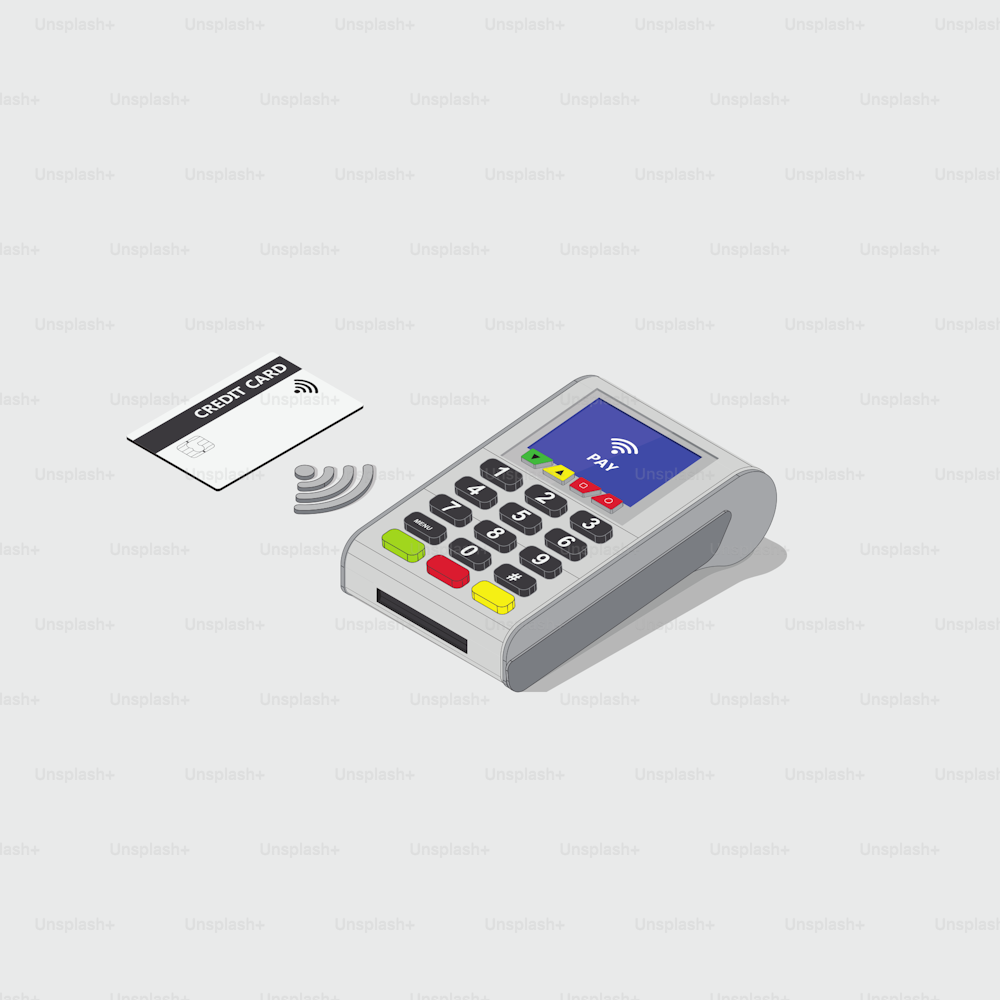 Isometric Illustration of Contactless payment.