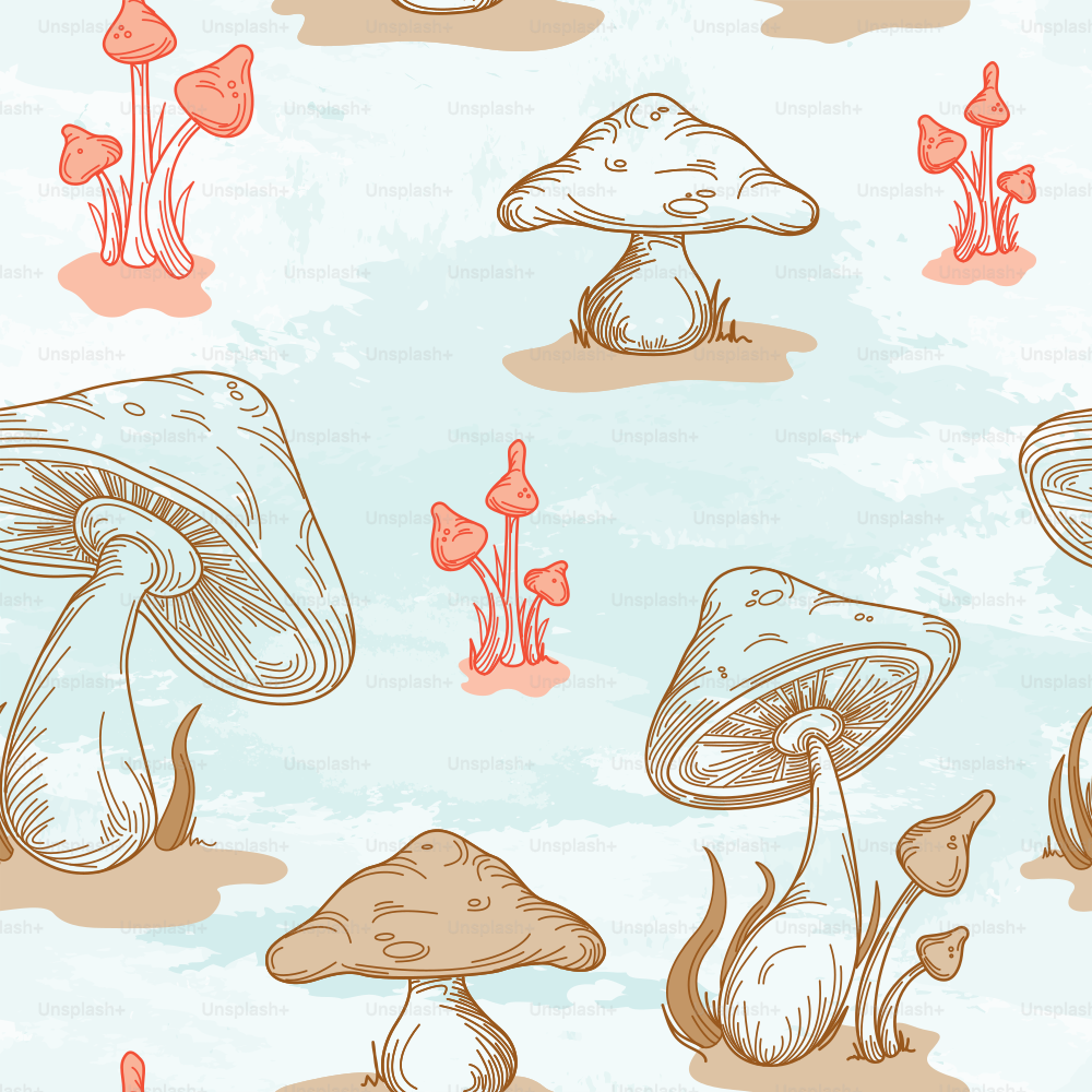 The perfect seamless mushroom pattern for your retro kitchen- be it on wallpaper, tiles, or ceramic pottery.