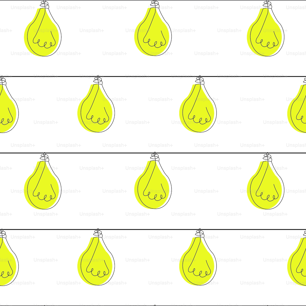 Un motif sans couture avec des ampoules jaunes sur une ficelle.