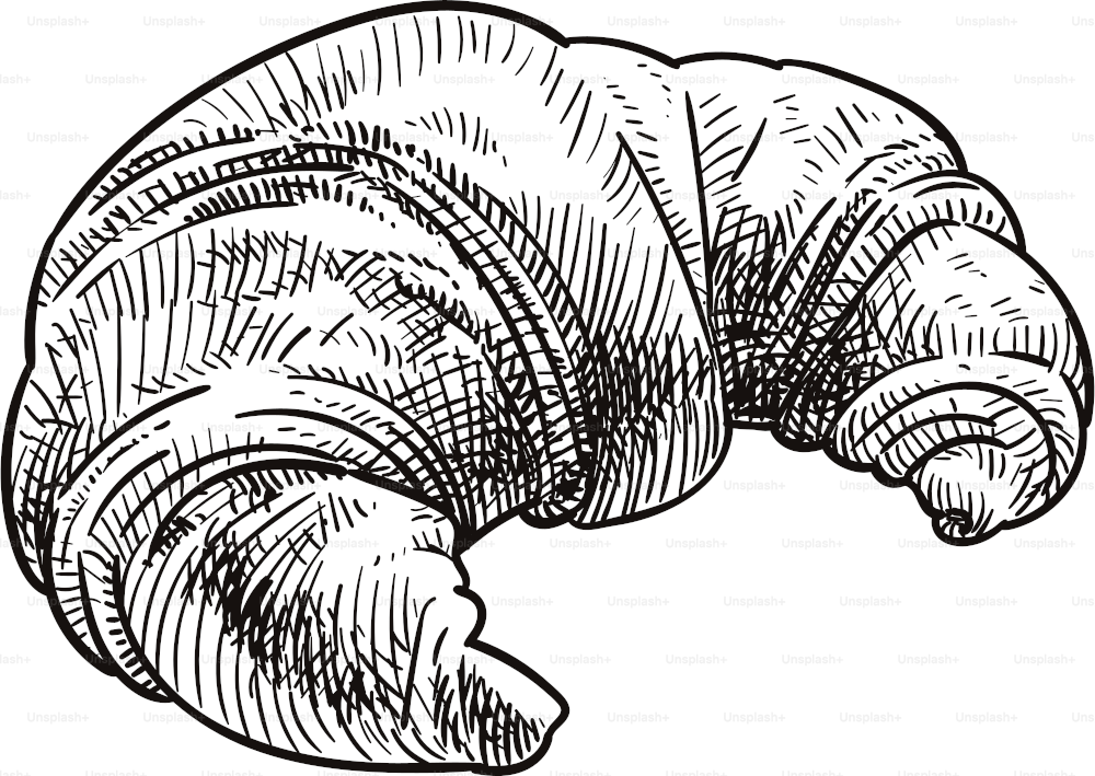 Old style illustration of a croissant