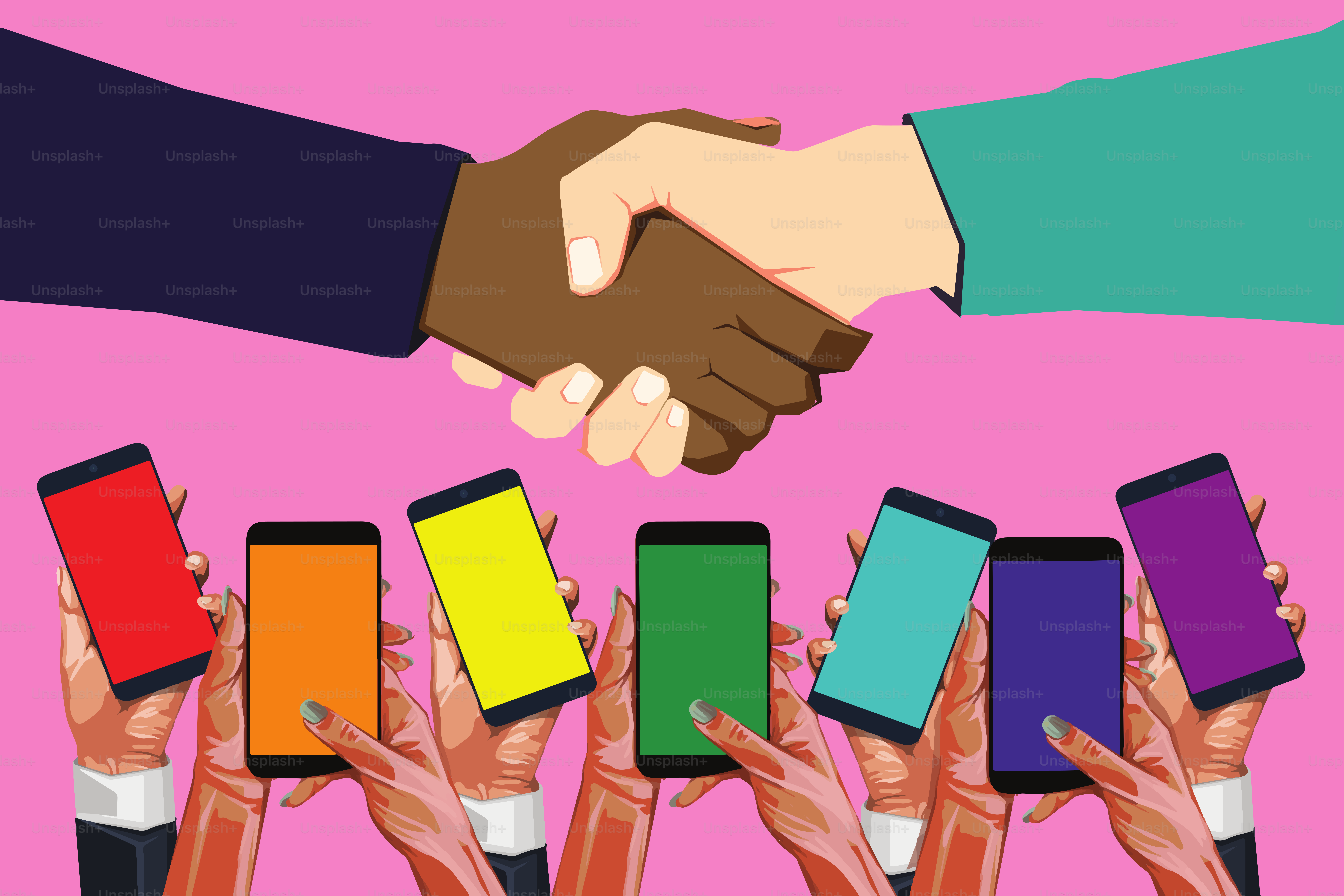 Illustration of raised hands for human rights day