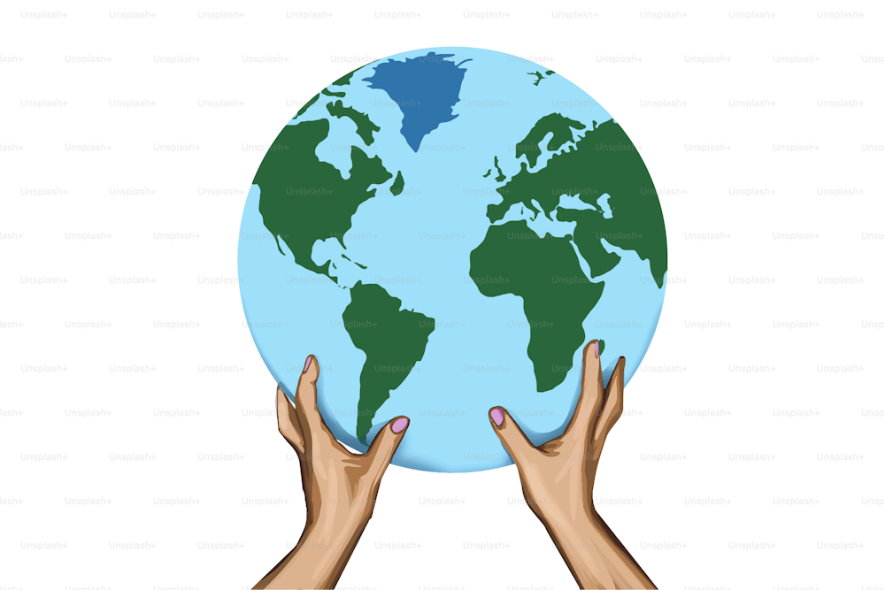 Illustration of hands holding planet earth