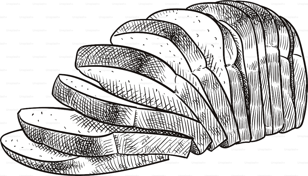 Old style illustration of sliced bread