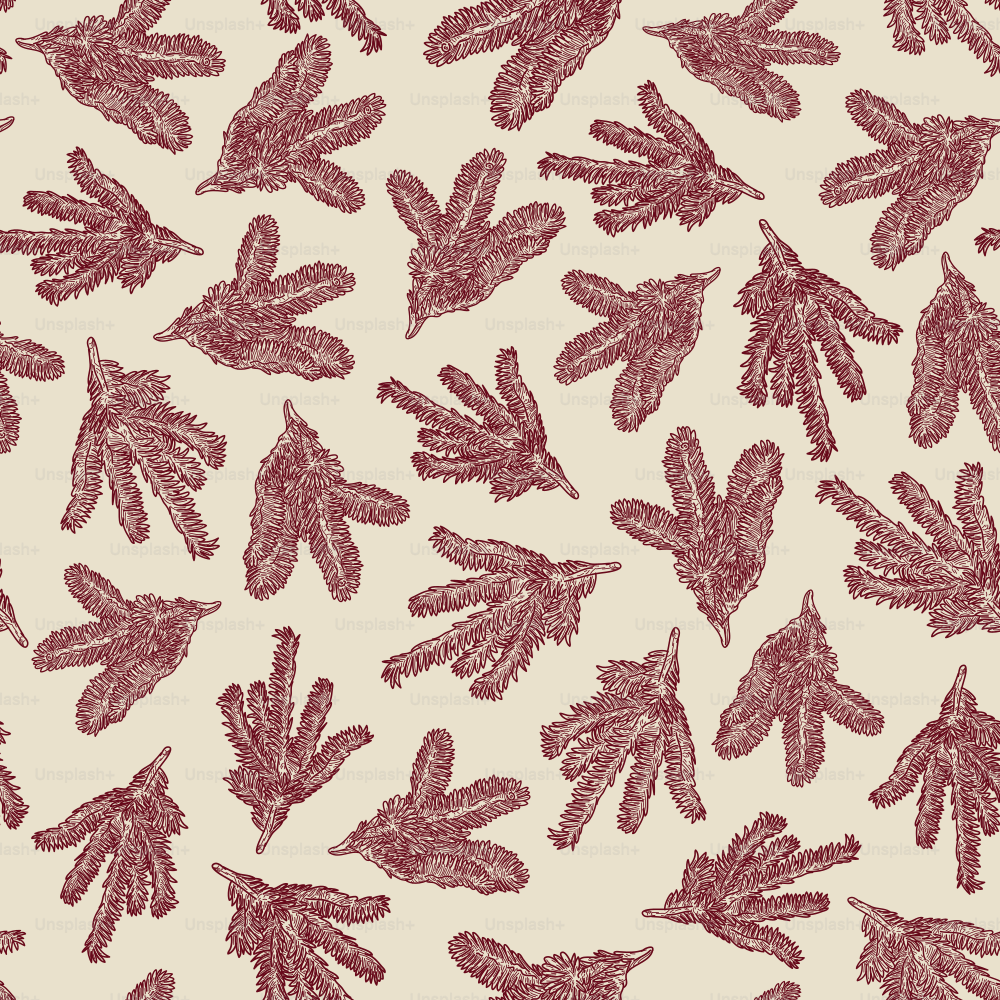 A simple line art pattern of pine and fir branches done in a vintage retro style. Perfect for winter holidays like Christmas. Global colours, easy to change.