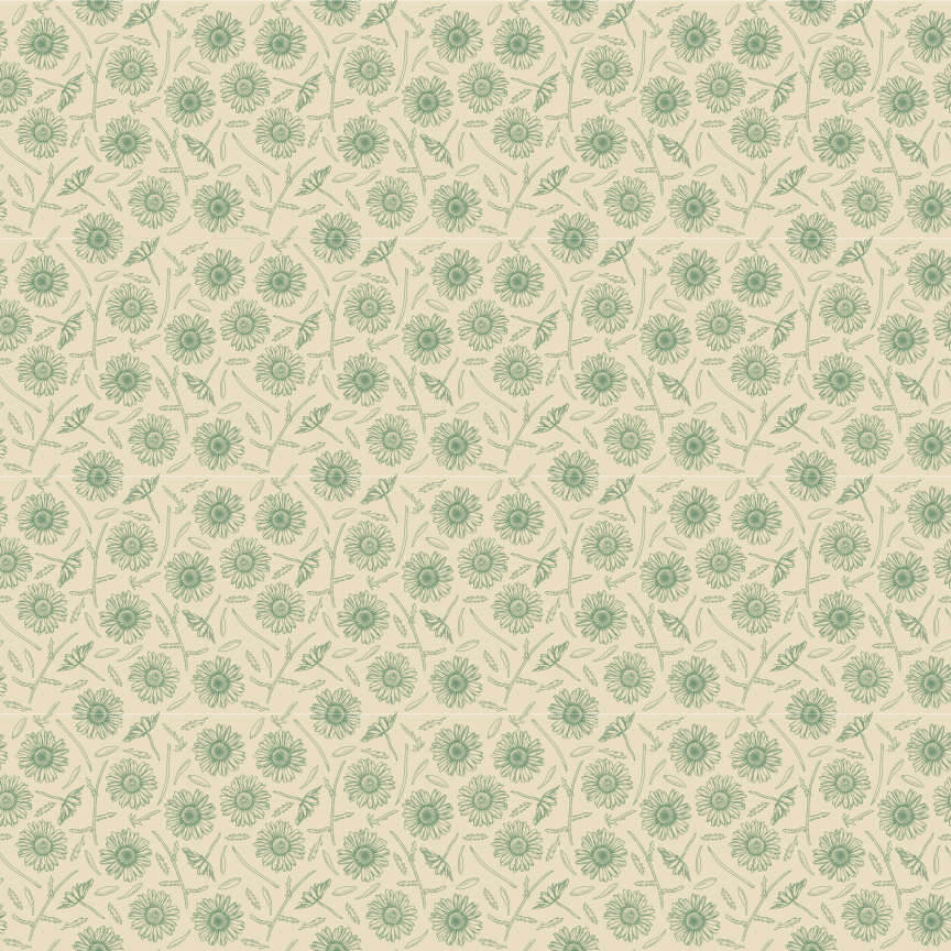 A new take on an old fashioned ditsy daisy pattern in a small, repetitious print.