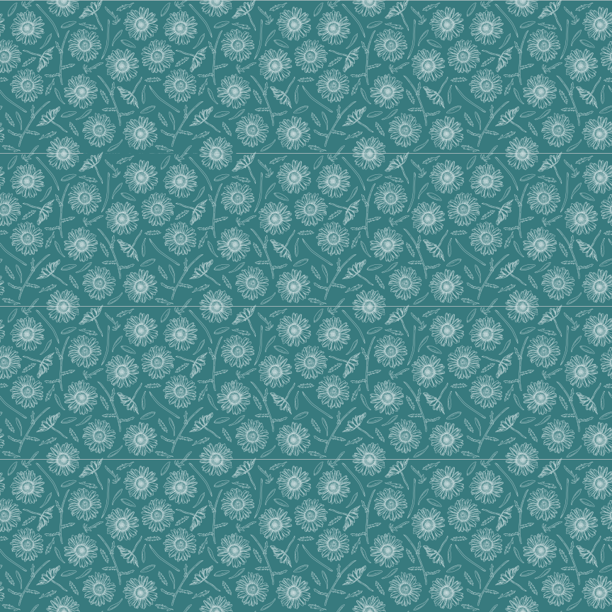 A new take on an old fashioned ditsy daisy pattern in a small, repetitious print.