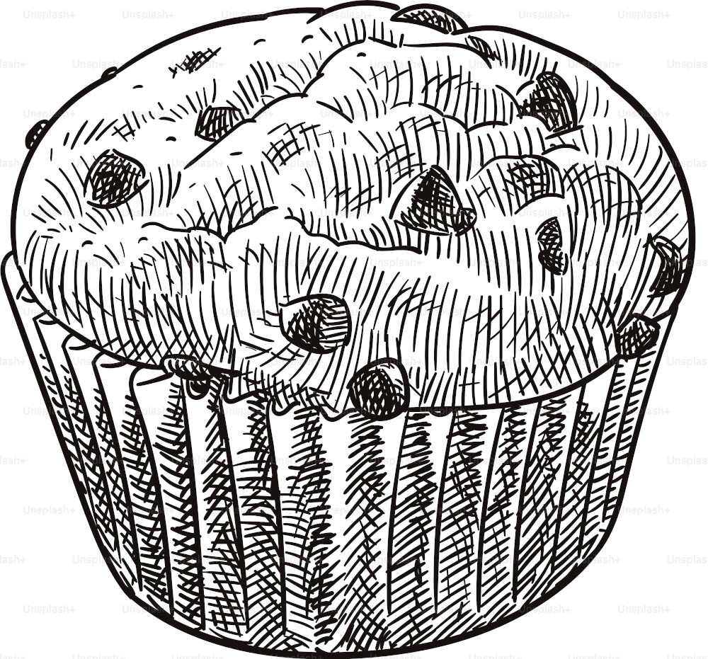 Old style illustration of a muffin