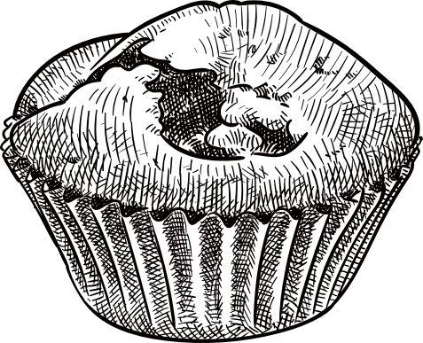 Ilustración de estilo antiguo de un muffin