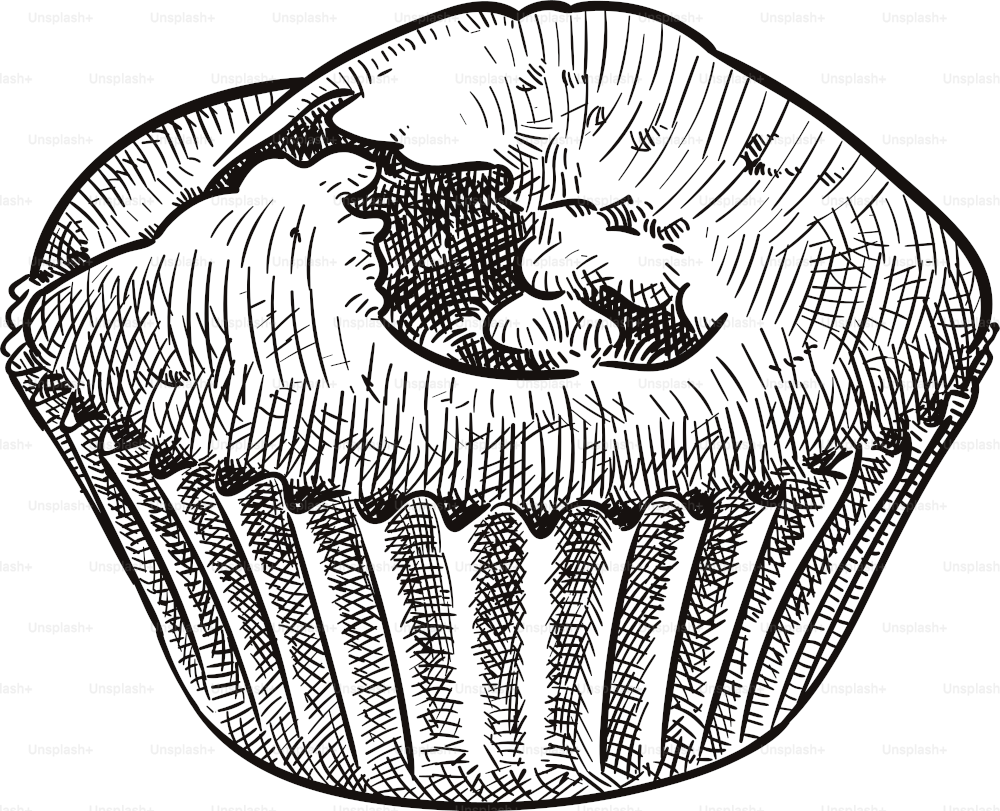Old style illustration of a muffin