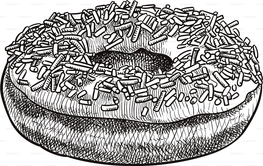 Old style illustration of a doughnut