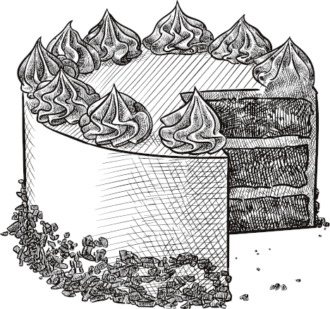 Old style illustration of a cake