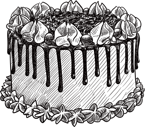 Illustration ancienne d’un gâteau