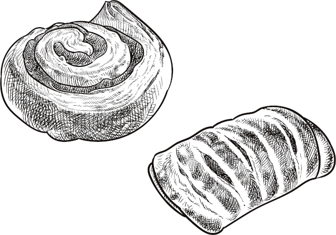 Vector illustration of Danish pastries