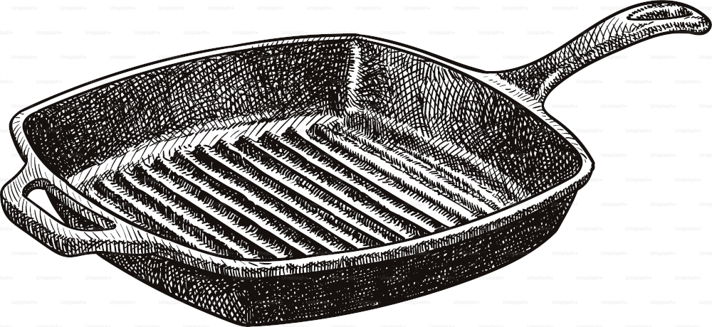 Old style illustration of a grill skillet