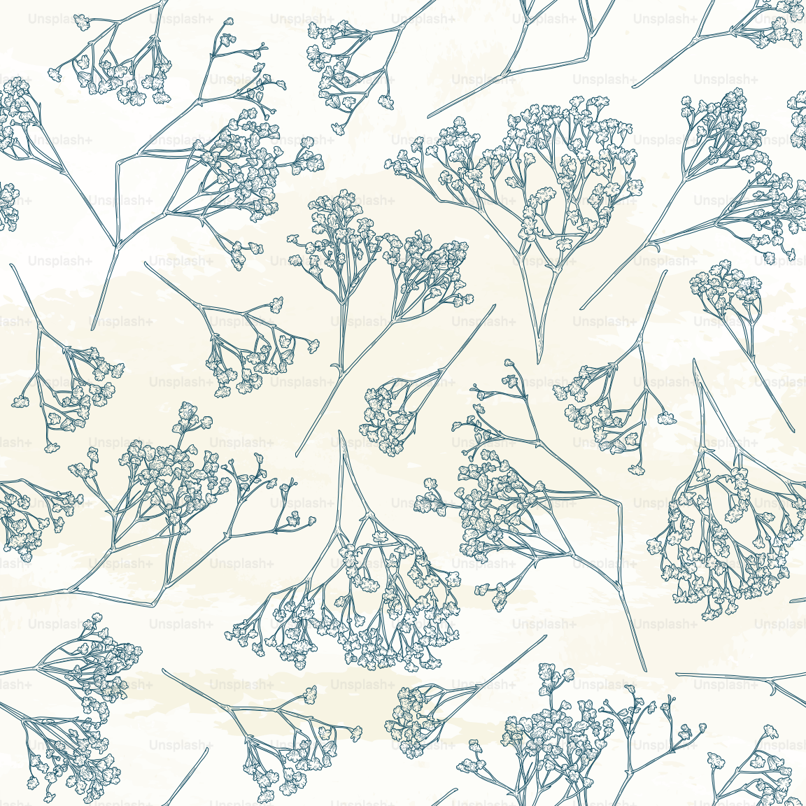 Ein detailliertes und zartes Vintage-Muster mit Baby's Breath Blumenmuster auf strukturiertem Hintergrund.
