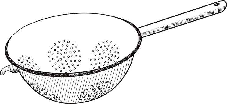 Old style illustration of a colander