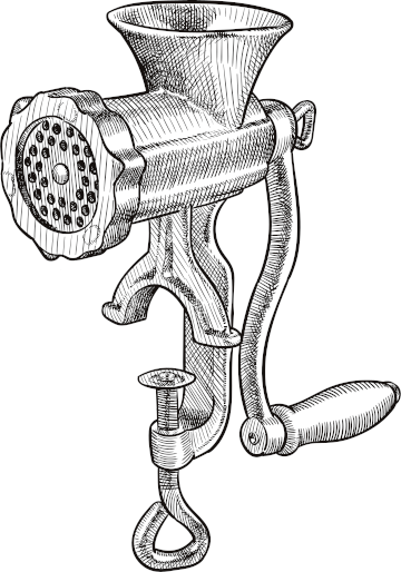 Old style illustration of a meat grinder