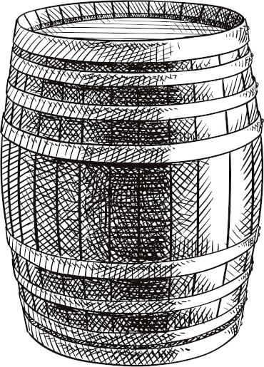 Altmodische Skizze eines alten Weinfasses