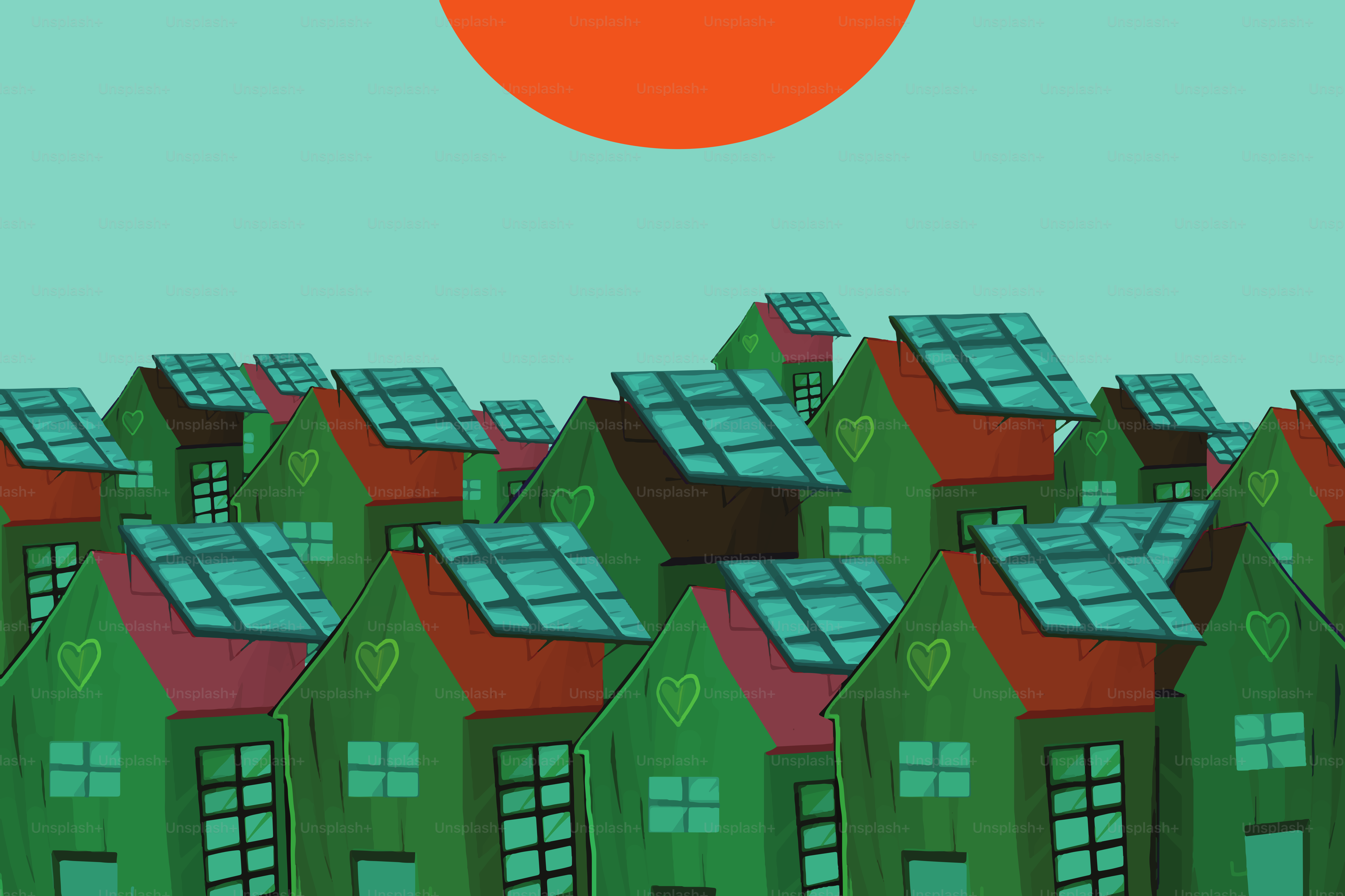 Ilustración del posible buen uso de la energía proveniente de paneles solares, que ayuda a que la ciudad sea ecológica y ecológica