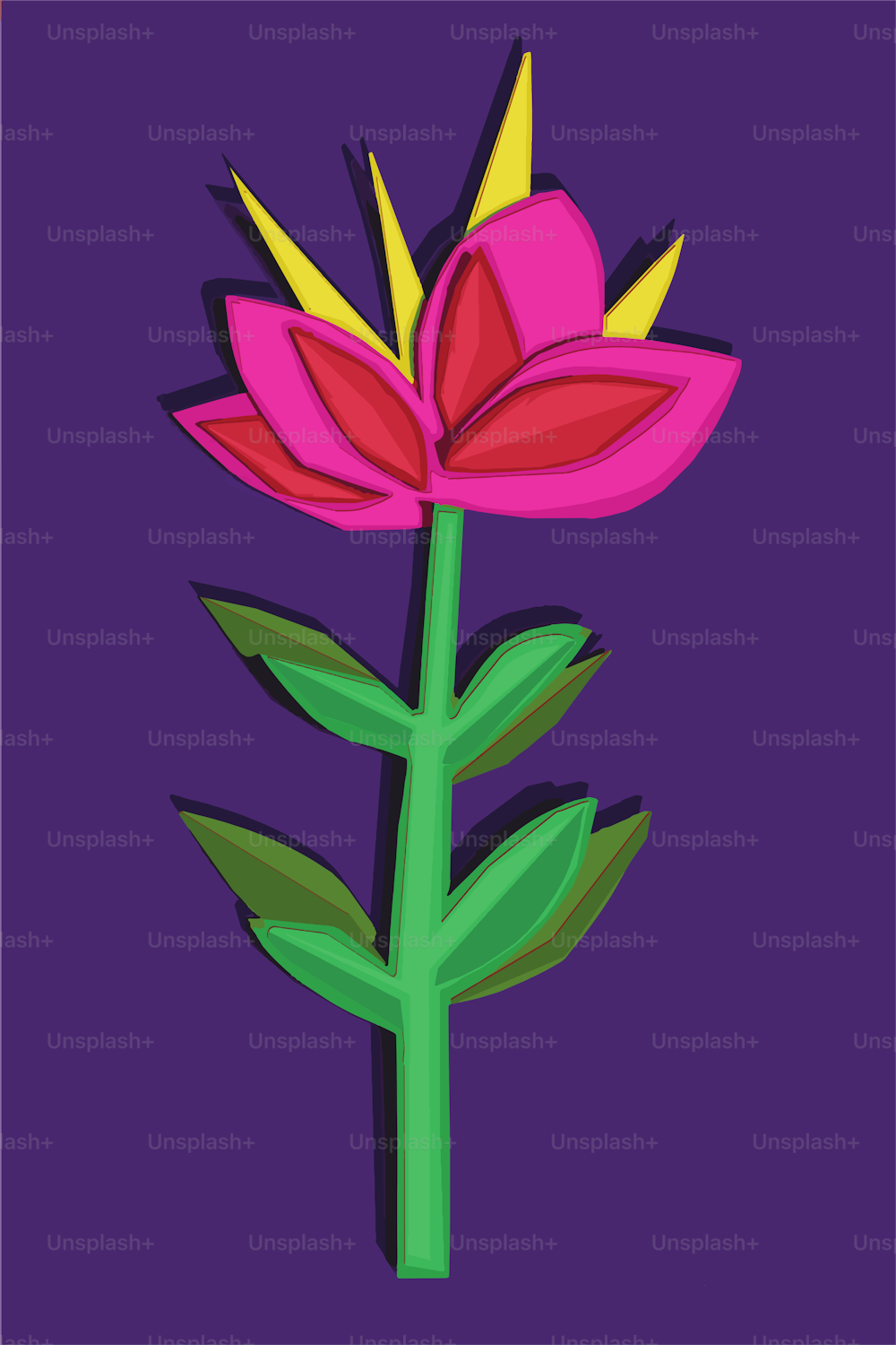 Flor aislada sobre fondo púrpura