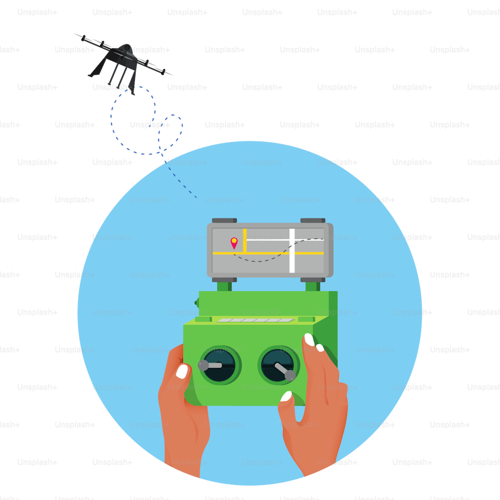 Illustration vectorielle de drone de livraison avec le carton.