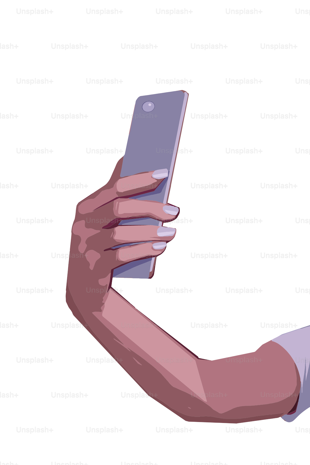 Hand holding phone isolated on white background