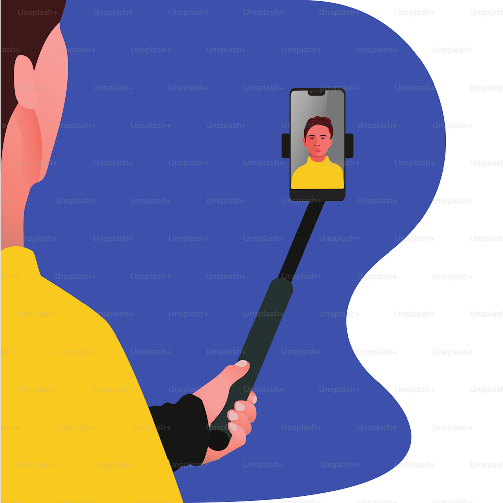 Vector illustration of high detailed taking a selfie design elements.