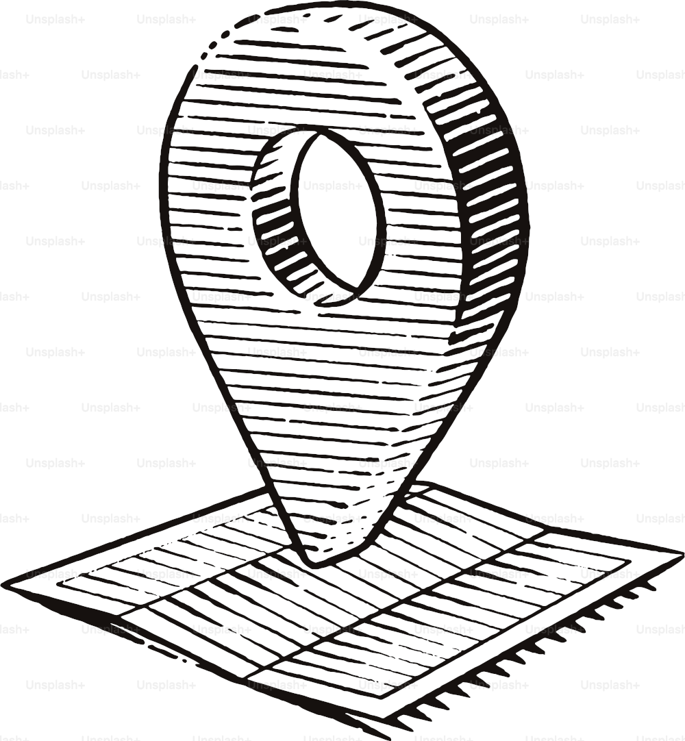 Illustration rétro dessinée à la main d’un symbole d’épingle de carte