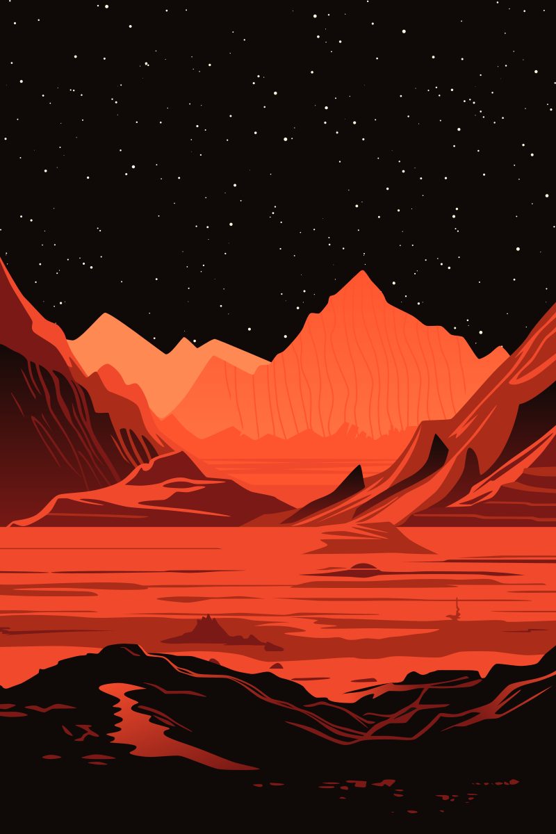 Colonization of Mars. Surface of the Red Planet.