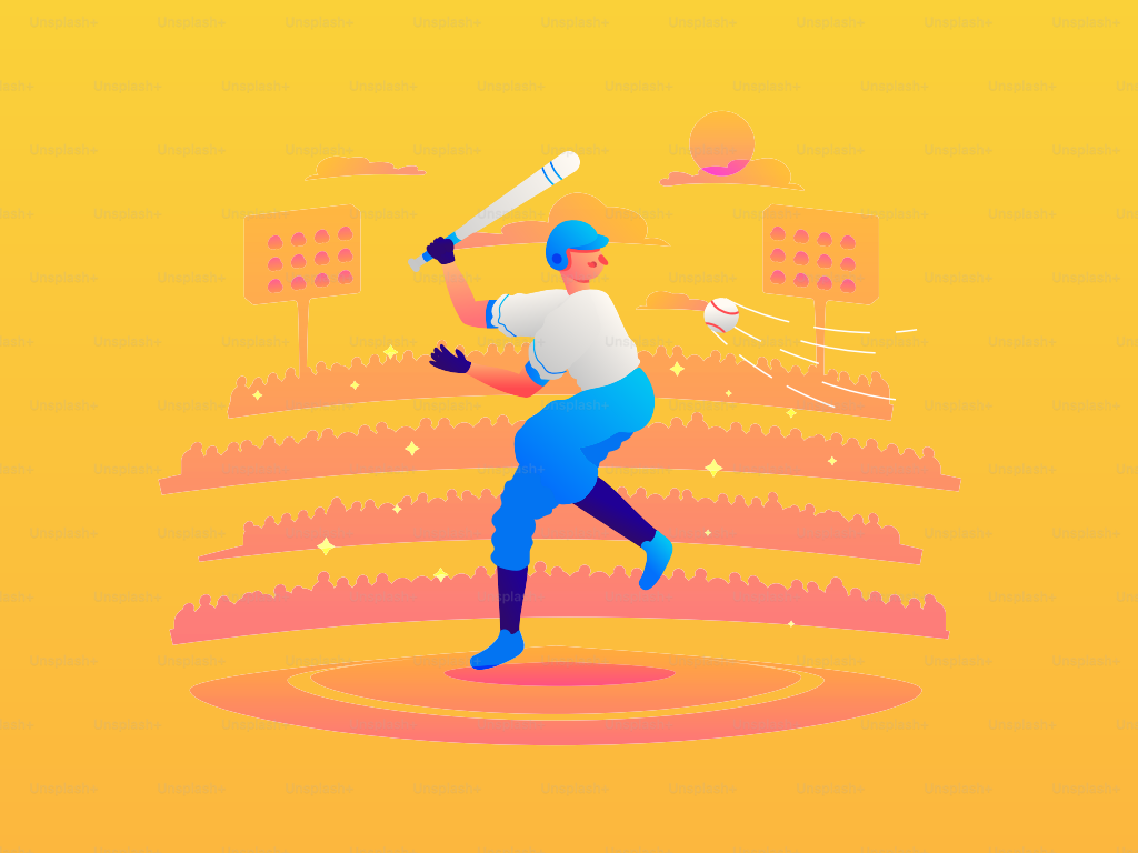 Batting baseball. Batter or hitter. Vector illustration