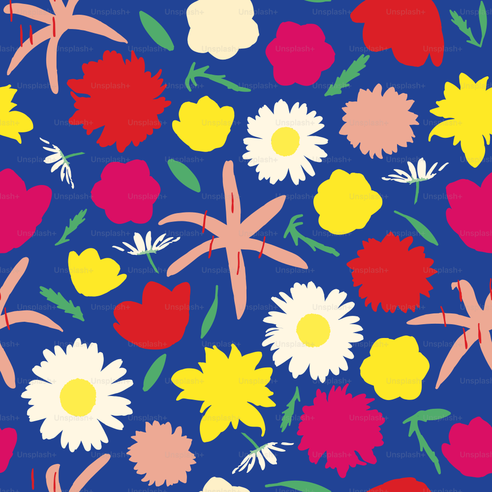 Some cute floral silhouettes make up this ditsy pattern, perfect for fabric or summery designs. Great for cottagecore themes. Global colours, easy to change.