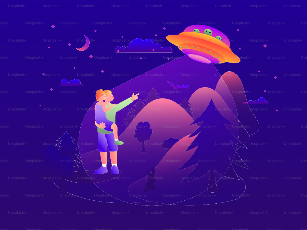 Saksi mata UFO. Ilustrasi vektor.