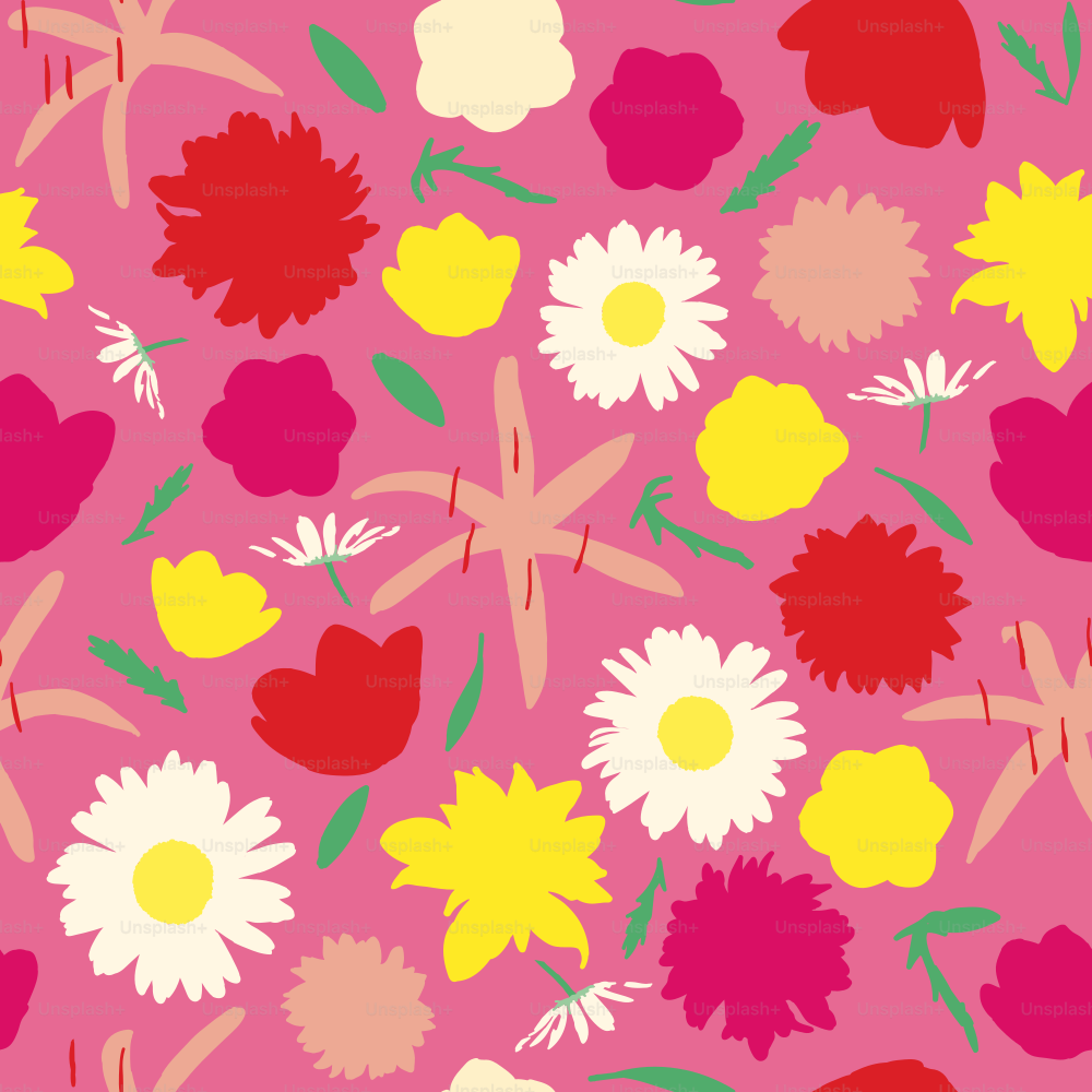 Some cute floral silhouettes make up this ditsy pattern, perfect for fabric or summery designs. Great for cottagecore themes. Global colours, easy to change.