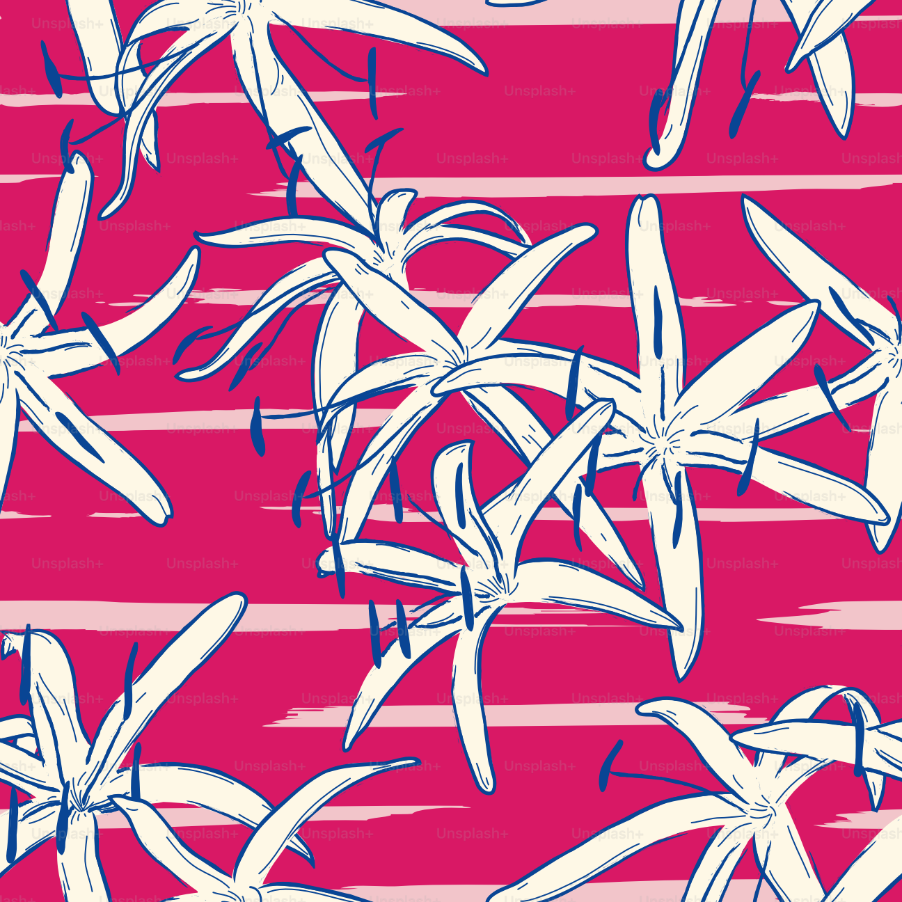 A vintage inspired pattern with brushy mangrove lilies gives off a mid-century, 1950s feeling. Perfect for a light summer vibe! Made with global colours, easy to change!