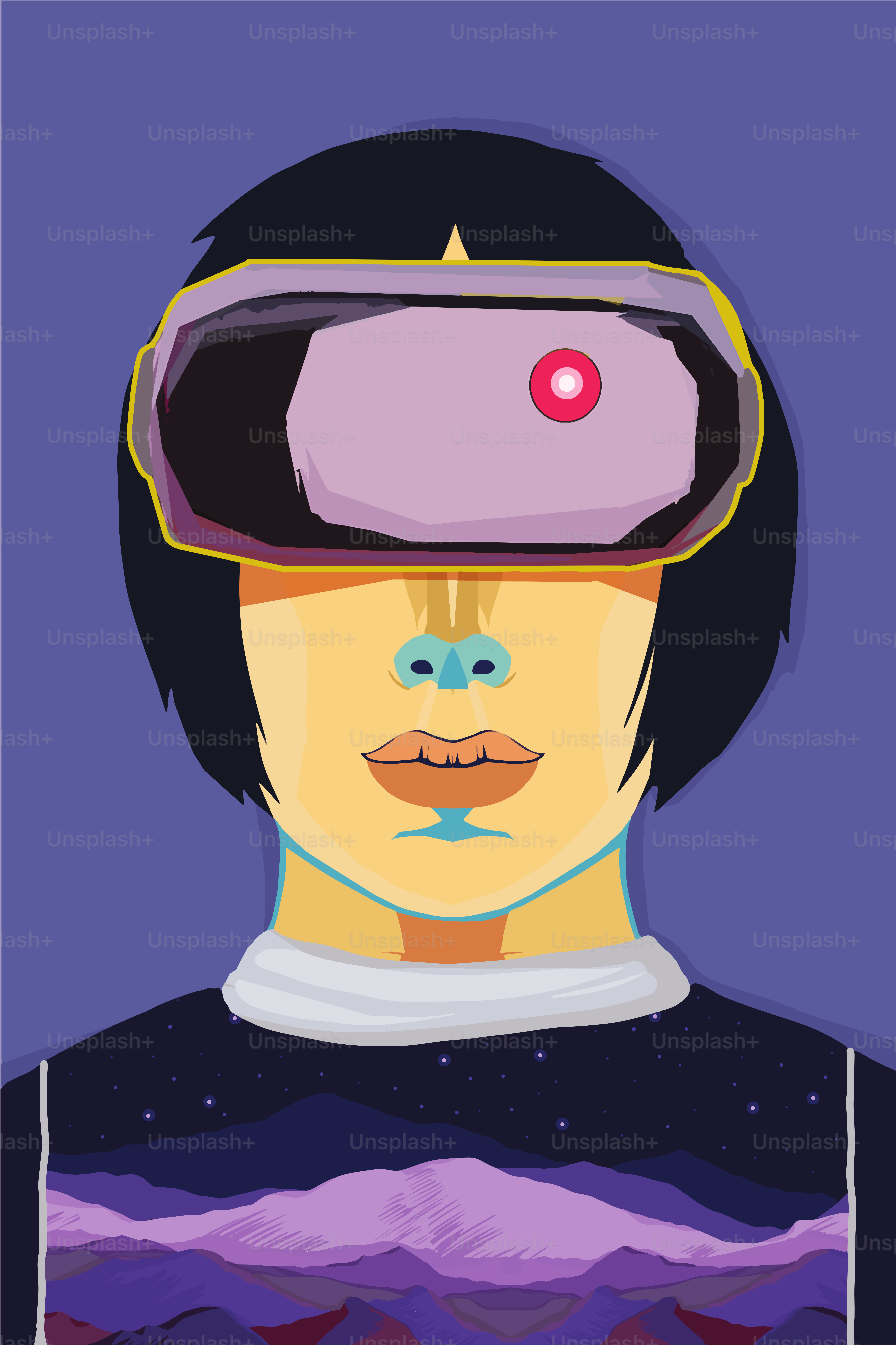 Portrait of a young woman wearing virtual glasses